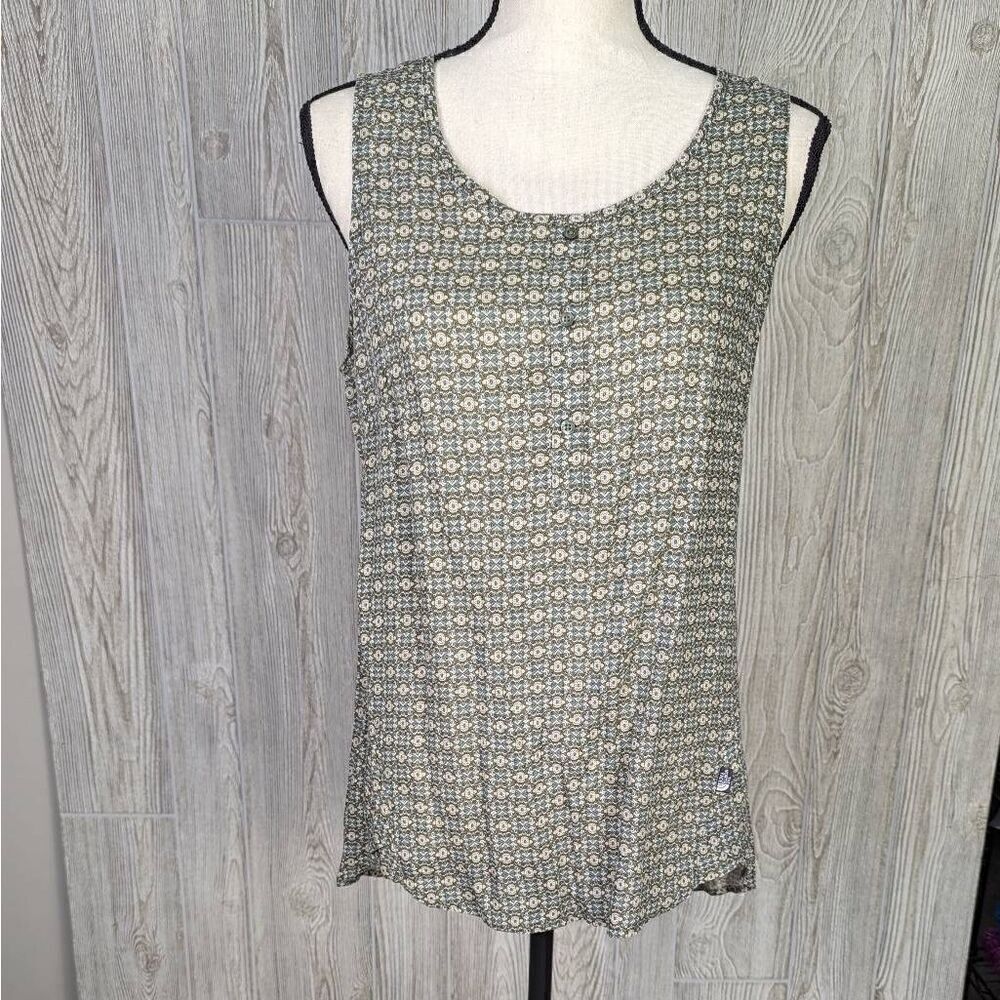 The North Face Womens Size Medium Popover Sleeveless Blouse Blue Green Floral